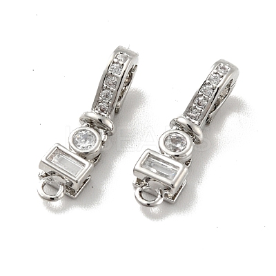 Brass Micro Pave Clear Cubic Zirconia Fold Over Clasps KK-G419-31P-1