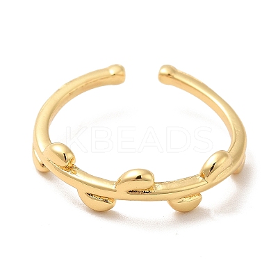 Brass Leaf Open Cuff Ring for Women KK-H434-27G-1