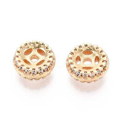 Brass Micro Pave Cubic Zirconia Beads KK-N275-02G-1