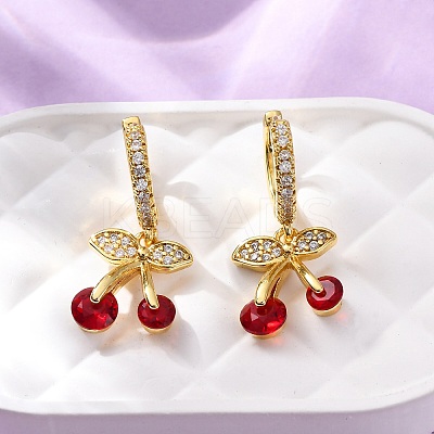 Brass Micro Pave Cubic Zirconia Hoop Earrings EJEW-D322-11G-02-1