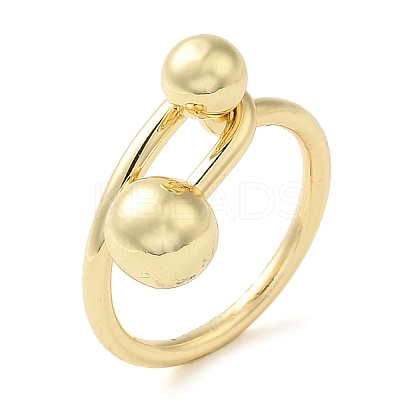 Rack Plating Brass Round Beaded Finger Rings RJEW-M153-01G-1