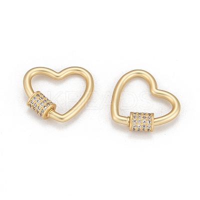 Brass Micro Pave Cubic Zirconia Screw Carabiner Lock Charms ZIRC-G160-23G-1