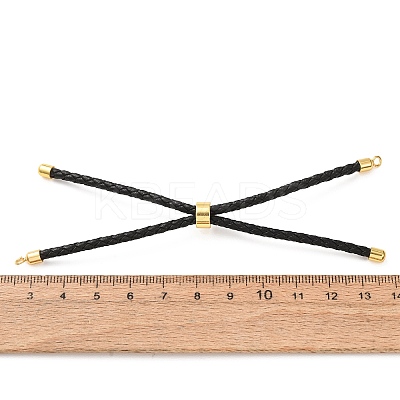 Adjustable Round Braided Microfiber Leather Cord Bracelet Making KK-CBAC260-01G-32-1