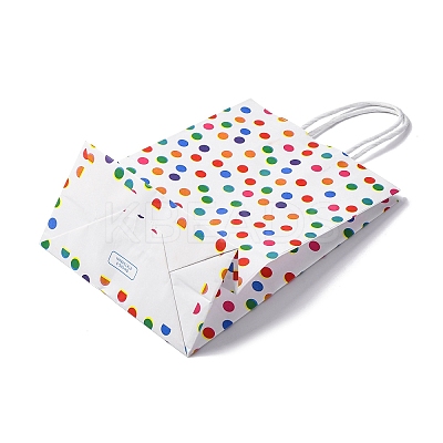 Polka Dot Print Paper Packing Tote Bags CARB-R001-01A-1