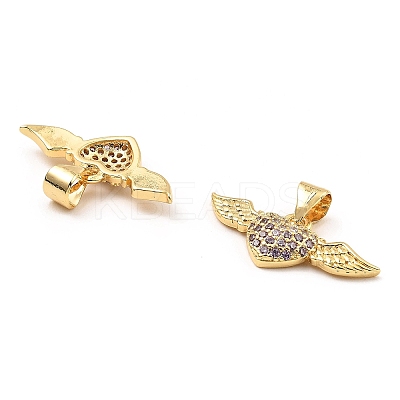 Rack Plating Brass Micro Pave Clear Cubic Zirconia Pendants KK-M253-09G-1