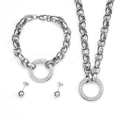 304 Stainless Steel Jewelry Sets SJEW-E072-09P-1