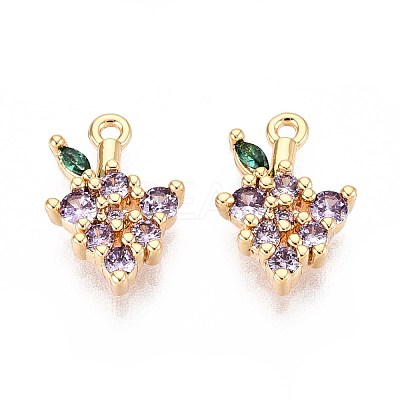 Brass Micro Pave Cubic Zirconia Pendants KK-T074-86G-1
