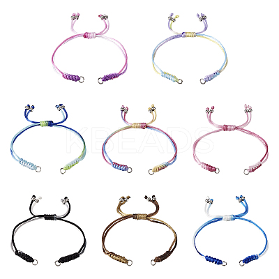8Pcs 8 Colors Gradient Color Adjustable Braided Segment Dyed Nylon Bracelets AJEW-TA0001-30-1