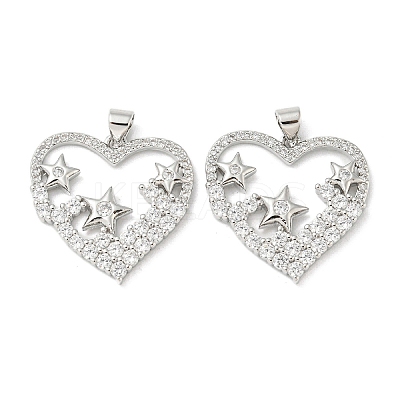 Rack Plating Brass Micro Pave Cubic Zirconia Pendants KK-F869-22P-1