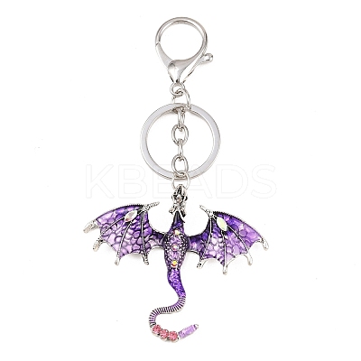 Dragon Alloy Rhinestone Pendant Keychains KEYC-G065-01C-1