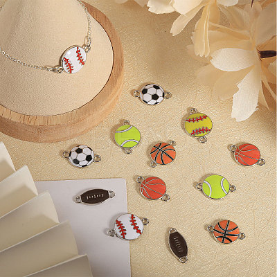 42Pcs 7 Styles Sports Ball Theme Alloy Enamel Connector Charms ENAM-CA0001-81-1