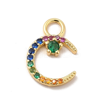 Rack Plating Brass Micro Pave Cubic Zirconia Charms KK-P230-21G-B-1