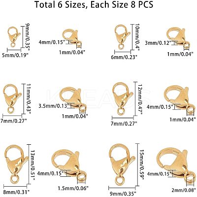 304 Stainless Steel Lobster Claw Clasps STAS-UN0004-27G-1