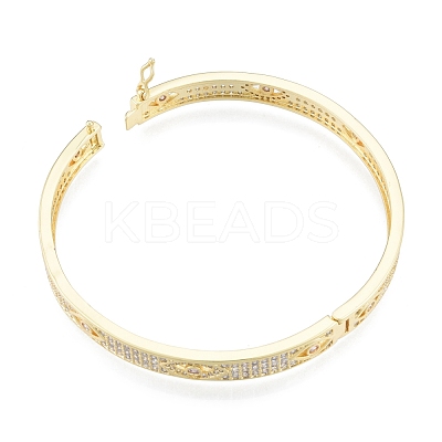 Cubic Zirconia Horse Eye Hinged Bangle BJEW-G651-07G-02-1
