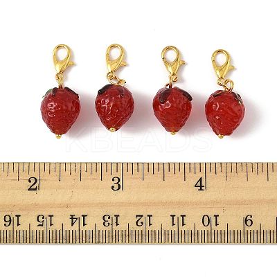 4Pcs Handmade Lampwork Strawberry Pendant Decorations HJEW-FS00041-04-1
