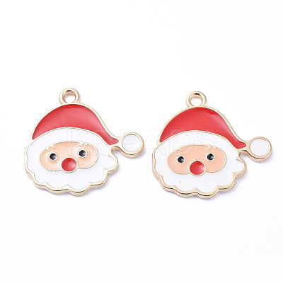 Golden Plated Alloy Enamel Pendants ENAM-D040-C08-G-1