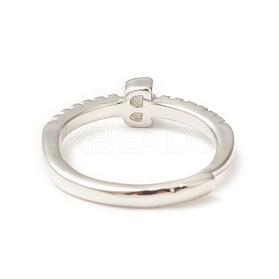 Clear Cubic Zirconia Initial Letter Adjustable Ring RJEW-C052-01P-B-1