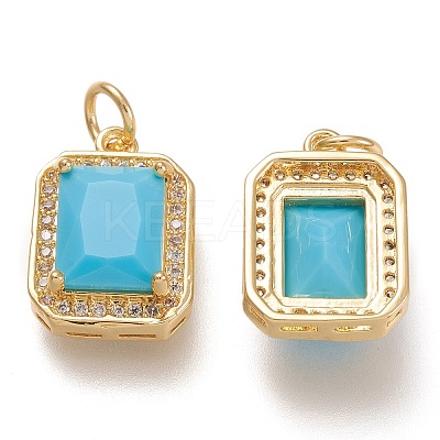 Brass Glass Charms LS-ZIRC-F116-09D-G-1