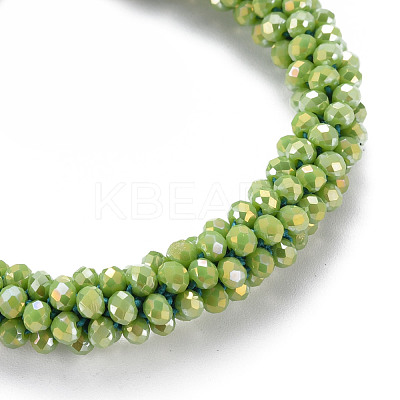 AB Color Plated Faceted Opaque Glass Beads Stretch Bracelets BJEW-S144-003D-09-1
