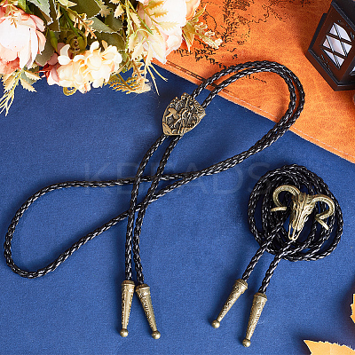 2Pcs 2 Style Imitation Leather Cords Bolo Ties NJEW-GF0001-08-1