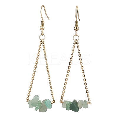 304 Stainless Steel with Natural Mixed Stone Dangle Earrings EJEW-JE06010-1
