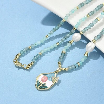 Natural Amazonite Pendant Necklaces for Women NJEW-G165-01A-G-1