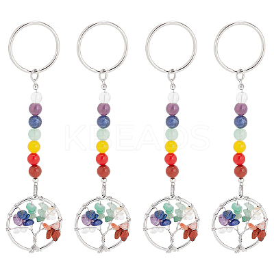Flat Round with Tree of Life Brass Keychain KEYC-AB00077-1