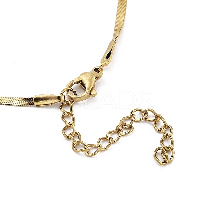 304 Stainless Steel Flat Snake Chain Bowknot Pendant Necklaces for Women NJEW-Z050-01G-02-1