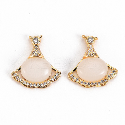 Brass Micro Pave Clear Cubic Zirconia Pendants Links KK-S356-284-NF-1