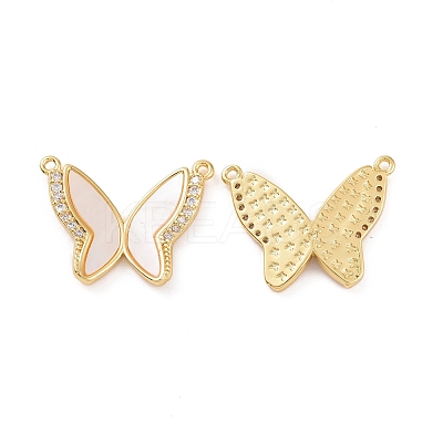 Brass Micro Pave Clear Cubic Zirconia Pendants KK-E068-VC149-1