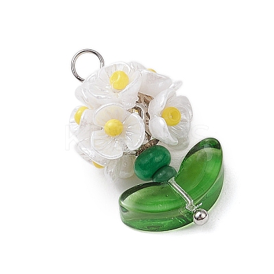 Glass Seed Beaded Flower Pendants X1-PALLOY-MZ00521-02-1