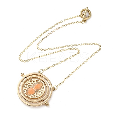 Rotated Hourglass Flat Round Alloy Pendant Necklaces for Women LS-NJEW-G131-01B-1