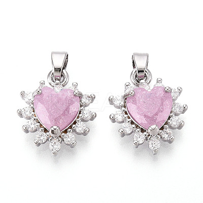 Brass Micro Pave Cubic Zirconia Pendants KK-N264-09P-1