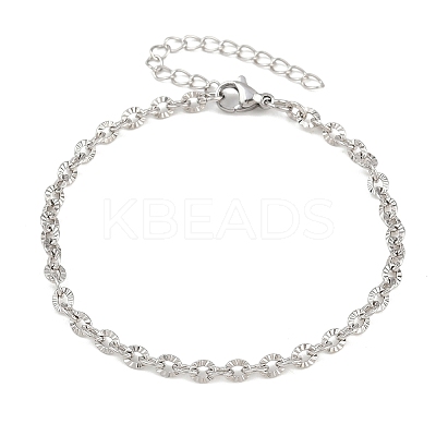 201 Stainless Steel Oval Link Chain Bracelets for Women LS-BJEW-G767-01F-P-1