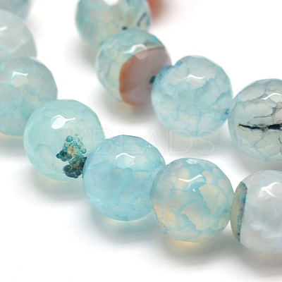 Dyed Natural Agate Faceted Round Beads Strands X-G-E268-04-1