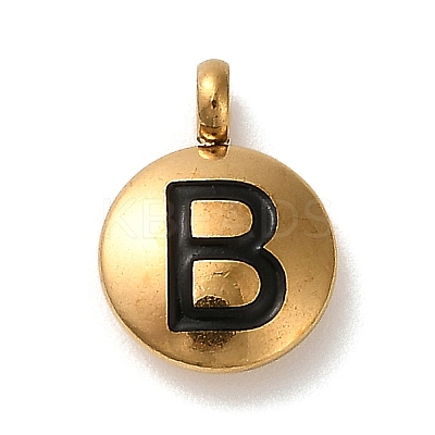 304 Stainless Steel Black Enamel Charms STAS-R009-01G-B-1