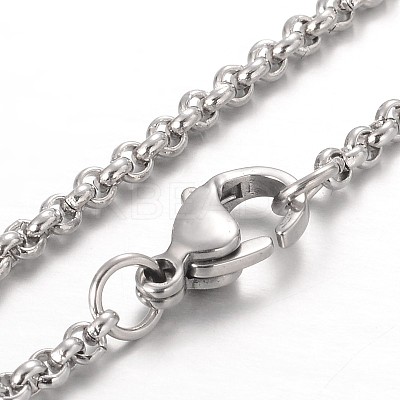 Tarnish Resistant 304 Stainless Steel Rolo Chain Necklaces NJEW-JN01228-02-1