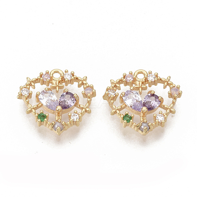 Brass Cubic Zirconia Pendants KK-T050-03G-01-NF-1