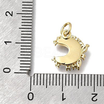 Brass Micro Pave Clear Cubic Zirconia with Glass Charms KK-G525-06G-1