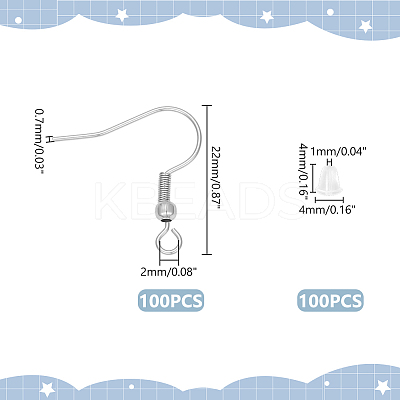 100Pcs 304 Stainless Steel Earring Hooks STAS-UN0053-84-1