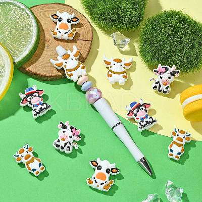 10Pcs 5 Styles Cattle Food Grade Eco-Friendly Silicone Focal Beads SIL-CJ0001-68-1