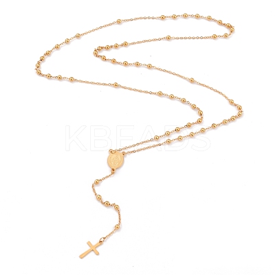 304 Stainless Steel Rosary Bead Necklaces For Religion X-STAS-B021-02G-1