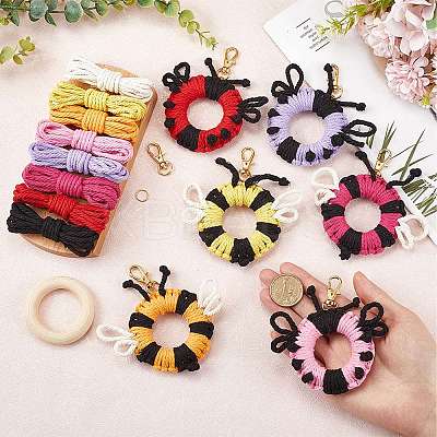 DIY Handmade Woven Cotton Ladybird Keychain Making Kits DIY-SC0028-10-1