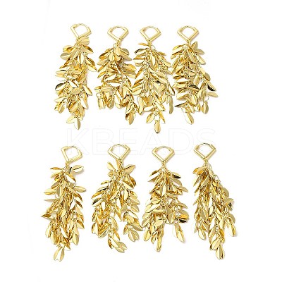 Rack Plating Brass Leaf Dangle Hoop Earring EJEW-E270-06G-1