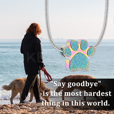 Paw Print Urn Ashes Necklace NJEW-WH0024-01RC-1