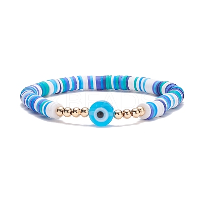 5Pcs 5 Style Polymer Clay Heishi Beaded Stretch Bracelets Set BJEW-JB07540-02-1