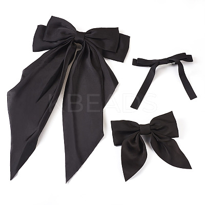 3Pcs 3 Styles Cloth Big Bowknot Hair Barrettes AJEW-TA0001-86-1