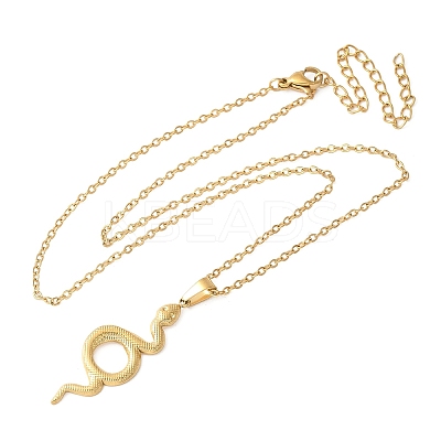 304 Stainless Steel Snake Pendant Necklaces for Women Men LS-NJEW-Z063-03G-03-1