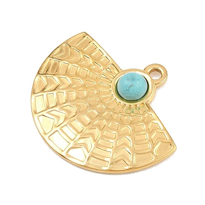 Bohemian Style 304 Stainless Steel with Synthetic Turquoise Pendants LS-STAS-G381-02G-01-1