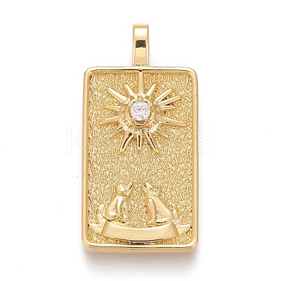 Brass Micro Pave Clear Cubic Zirconia Pendants ZIRC-Z004-01Q-1